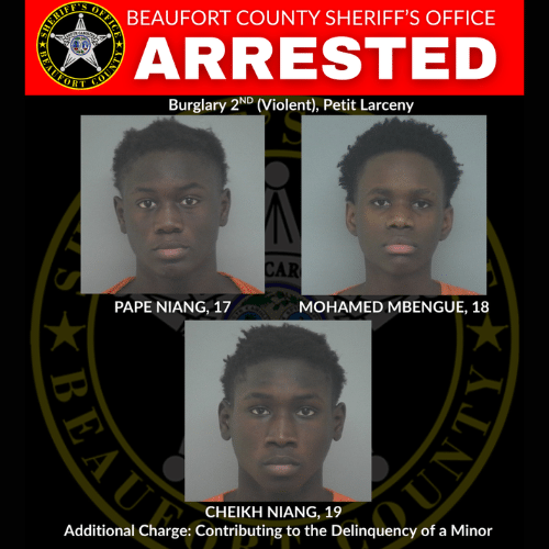 Image of three males arrested in connection to burglaries.